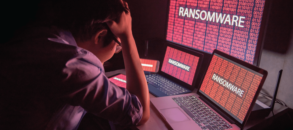 ransomware displayed on screens