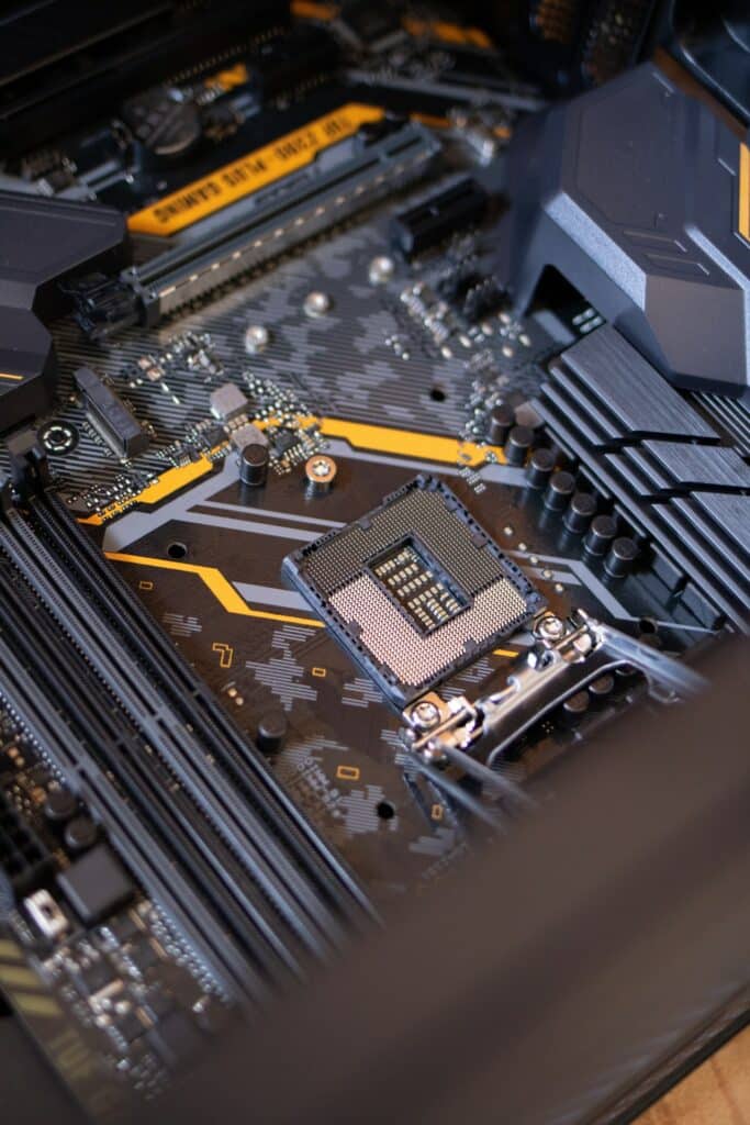 image of computer opened up to show internal motherboard hardware